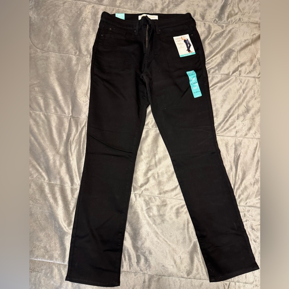Signature by Levi Strauss 16L Black Mid Rise Straight Stretch Jeans